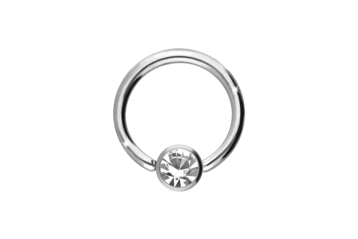 Titan Klemmkugelring Piercing DISC + KRISTALL